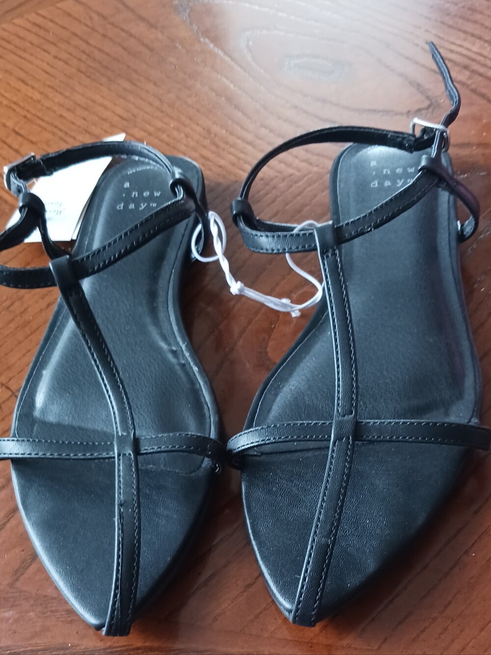 A New Day Black T-Strap Pointed Sandal - Women's